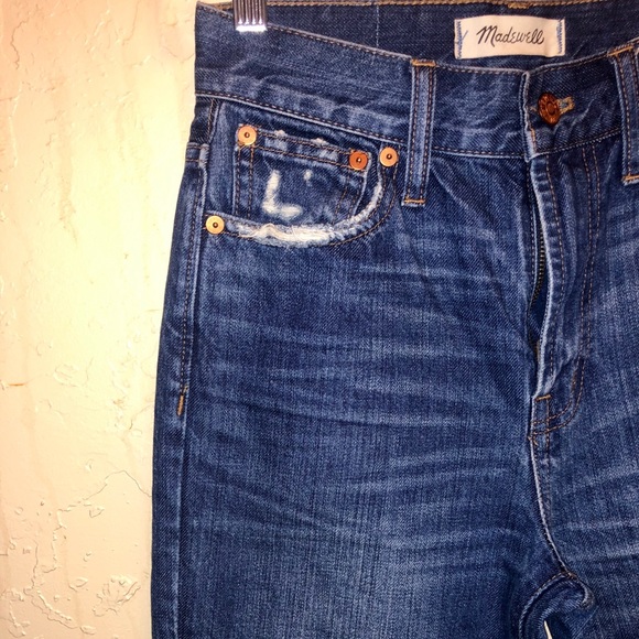 Dark wash distressed MadeWell perfect summer jean - Picture 1 of 5